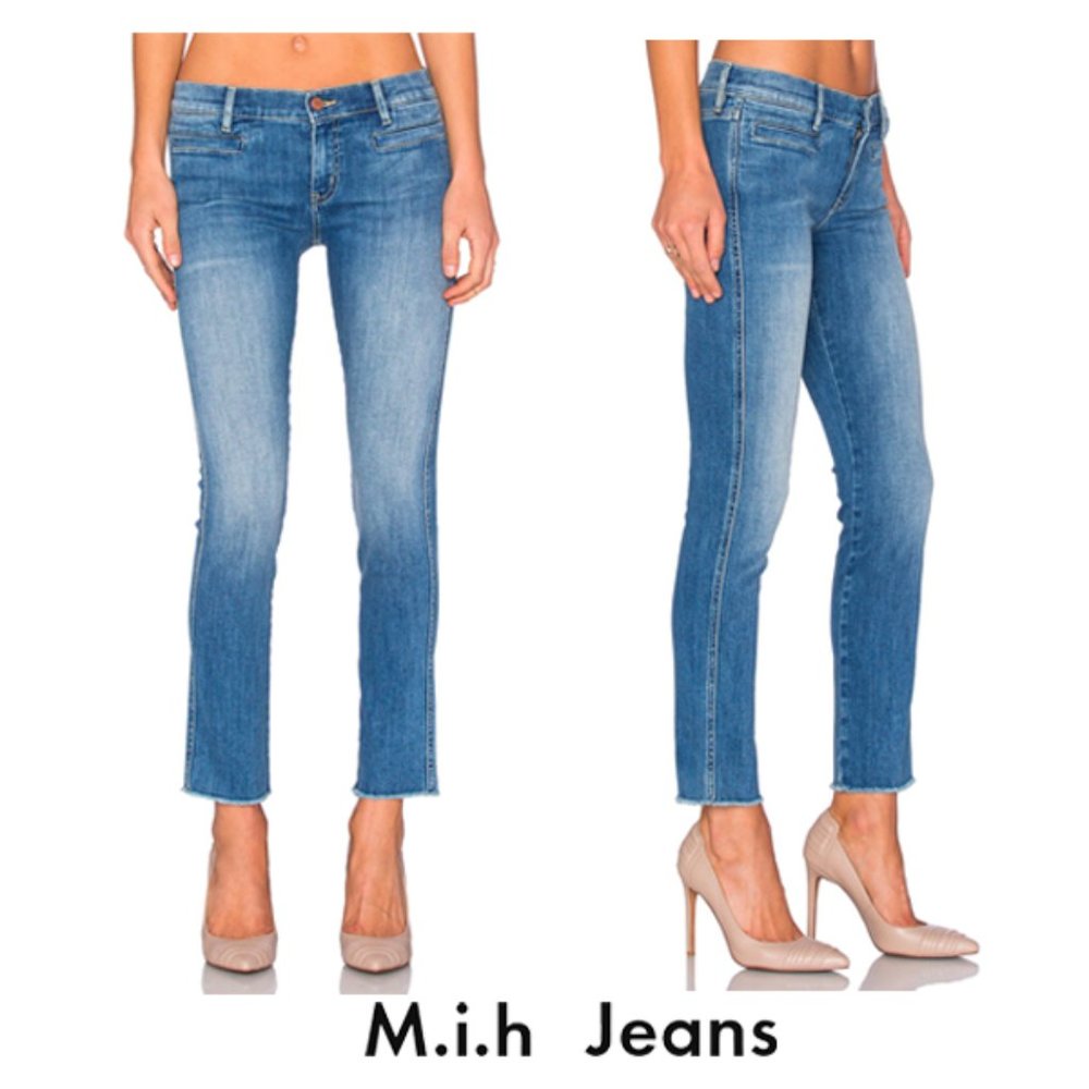 NEW M.i.h Paris Straight Mid Rise Cropped Slim Leg Jeans